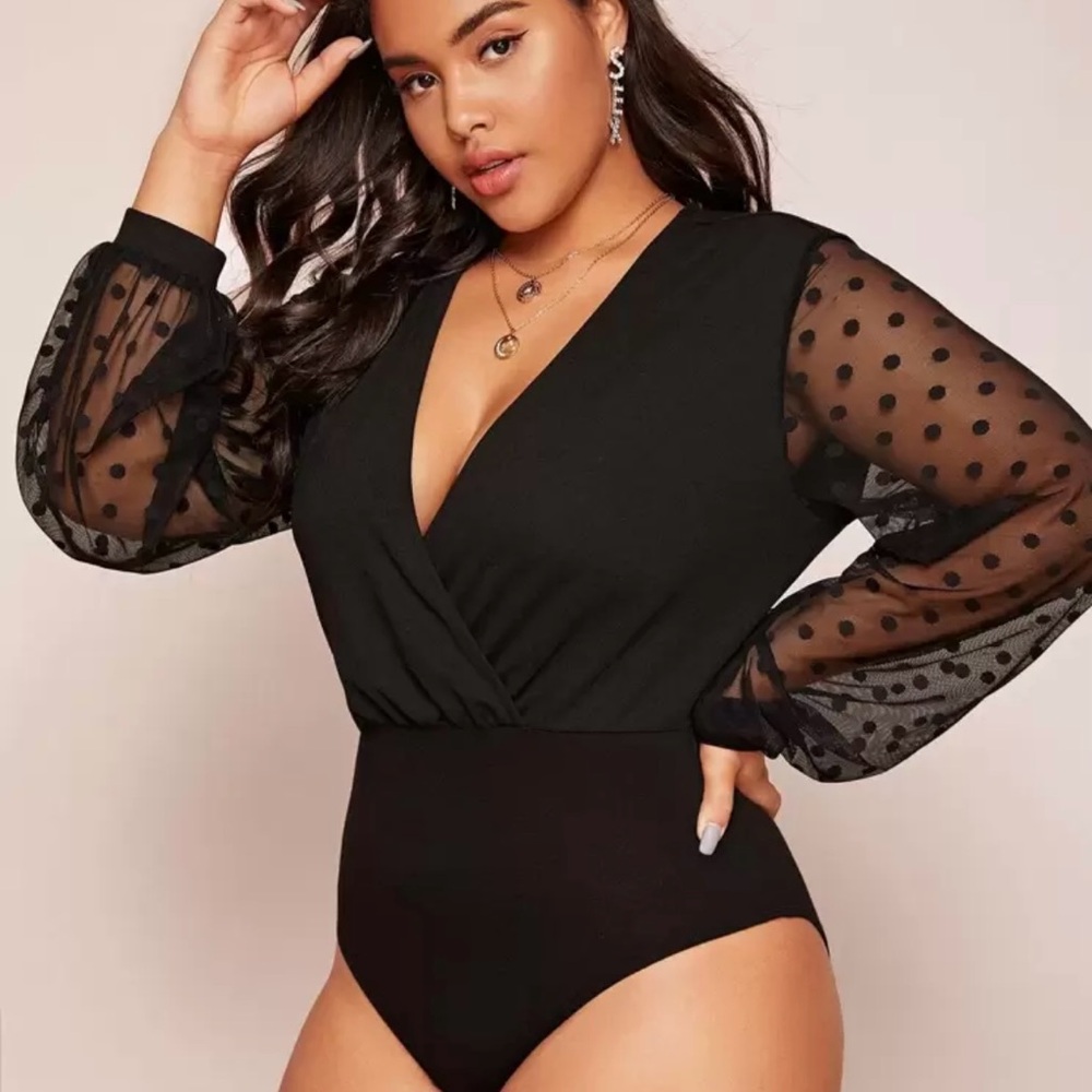 Elegant Black Sheer Sleeve Bodysuit